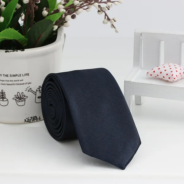 navy blue Горячие Модные мужские галстуки твердые тонкие простые обтягивающие модные повседневные шеи галстук вечерние деловые свадебные шелковые галстуки одежда аксессуар - Цвет: navy blue