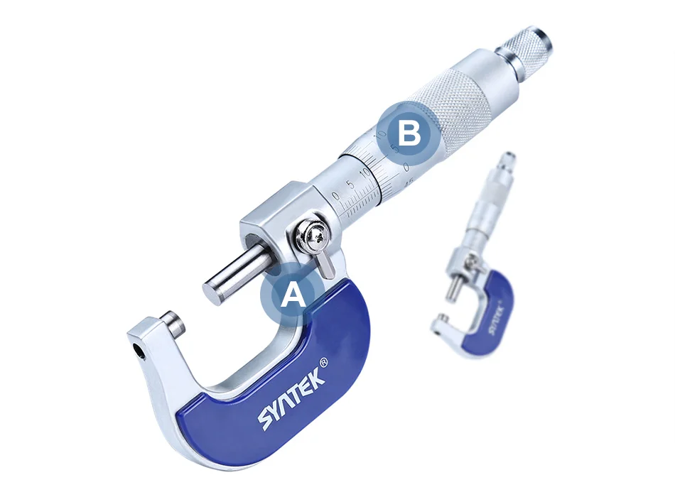 Микрометр Syntek 0-25,4 мм 1 дюйм диапазон 0,01 мм Диаметр промышленного измерения толщины стенок Высокоточный металлический измерительный прибор