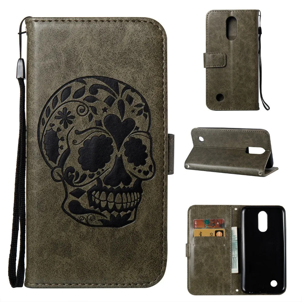 100 шт. новинка 2017 года ретро череп шаблон PU кожаный бумажник чехол Стенд откидная