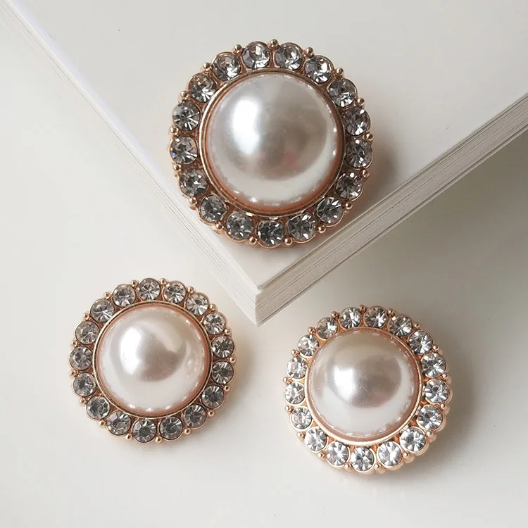 DIY Высокое качество bling Шампанское Жемчуг круглая кнопка со стразами пальто