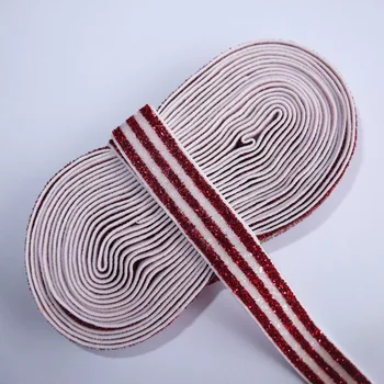5 Yards Striped Glitter elastic bands 5/8'' Apparel Sewing Elastic Fabric DIY Garment accessories Hair Elastic Headband Hair bow 4