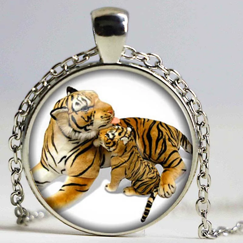 Стили мать тигренок стеклянный купол кулон колье ошейник Винтажное кольцо