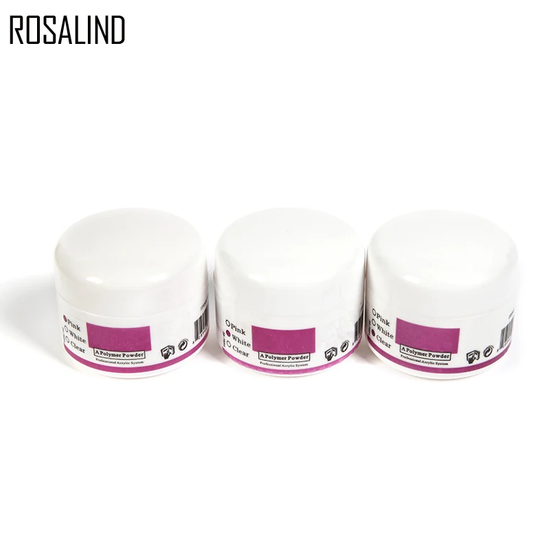 ROSALIND 1 шт. акриловые порошки розовый прозрачный белый три цвета для дизайна
