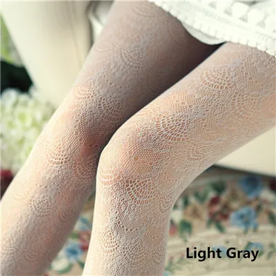 Light Gray Сексуальные 1 пара, длинные тонкие женские черные белые ажурные кружевные колготки, винтажные ажурные Длинные Бордовые кружевные колготки Rajstopy - Цвет: Light Gray