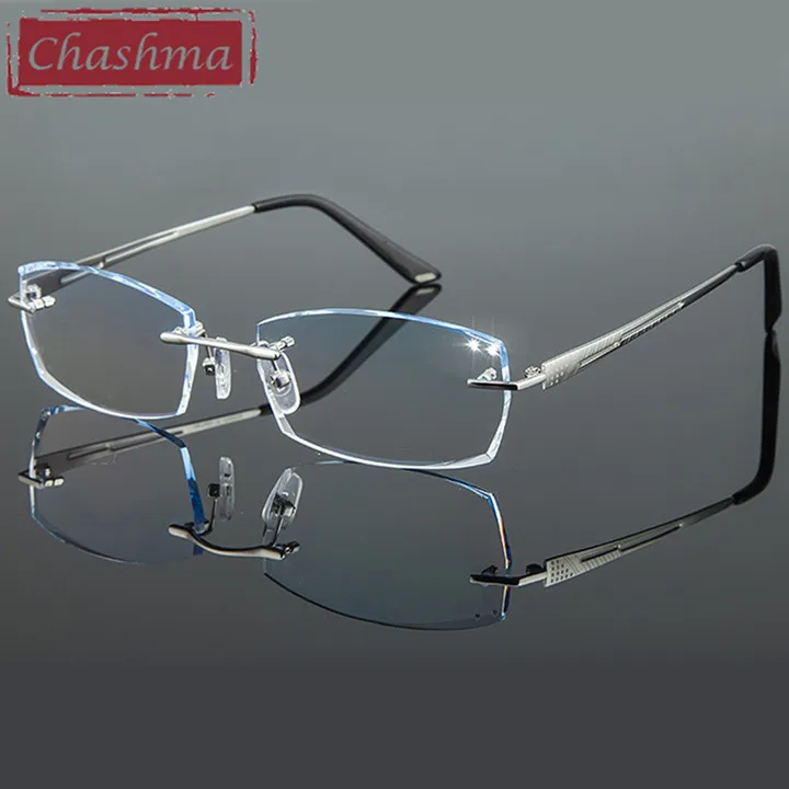 Бренд Chashma, титановые очки, оправа, мужские очки для света, вес, оправа, тонированные линзы для рецепта, мужские очки без оправы, оправа - Цвет оправы: Silver