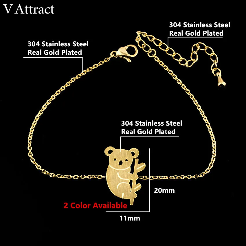 V привлечь Австралийский животных Jewelry милый коала браслет для, женская обувь Нержавеющая сталь цепи Pulsera сувенир