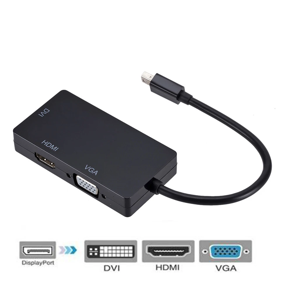 MiniDP to All in one 3 в 1 мини дисплей порт DP Мужской к DVI HDMI VGA Аудио Женский адаптер Дисплей порт кабель конвертер для компьютера для ПК MacBook - Цвет: MiniDP to All in one