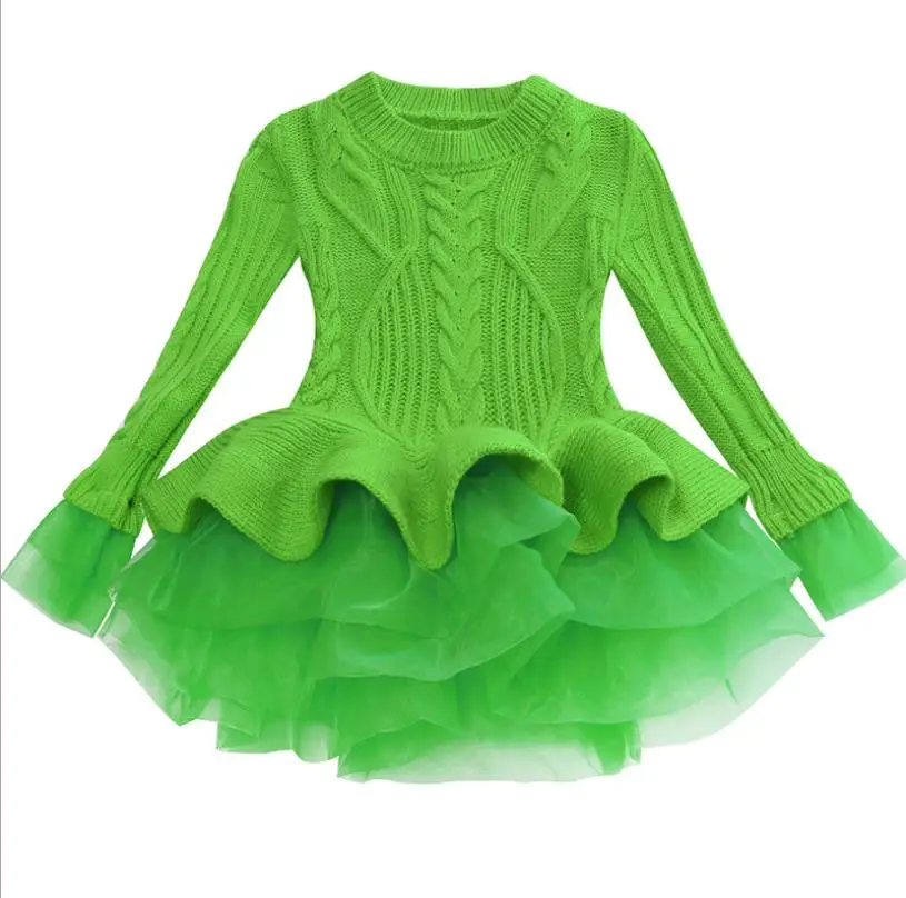 Girls Winter Dress 2019 Spring New Knitted Pullovers Tops Kids Baby Girl's Clothing With Cute Tutu Skirt Birthday Costume D927 | Детская