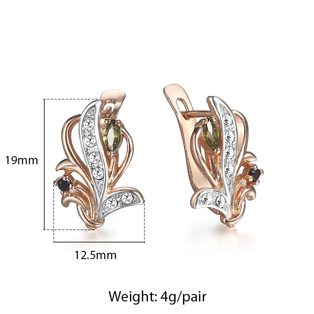 Зеленый черный кубический цирконий CZ серьги для женщин в форме цветка шпильки 585