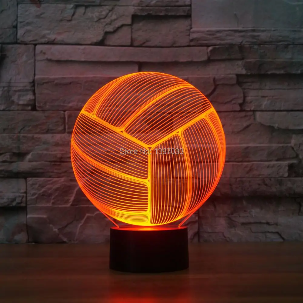Volleyball Shape 3d Nightlight Visual Decor USB Charged Bedsides Lamps Voleibol Bedroom Moon Light Xmas Gift Decoration Lights | Лампы и