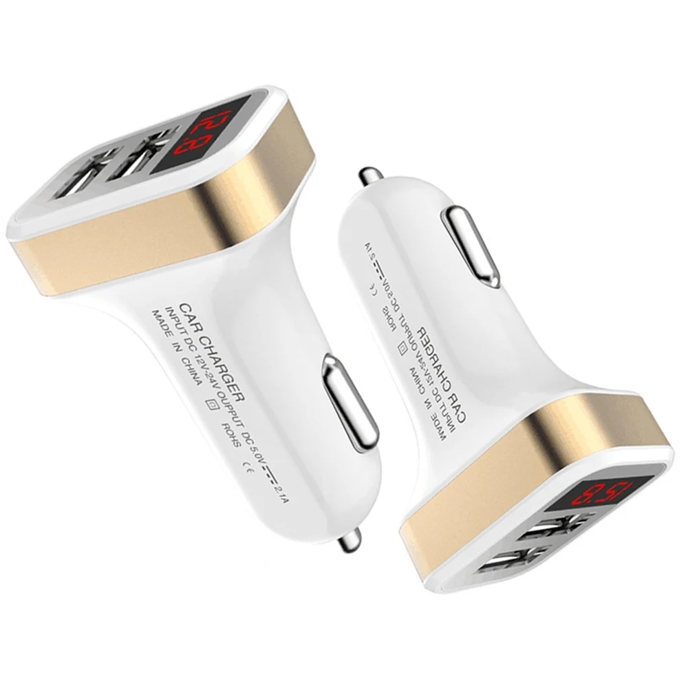 Автомобильное зарядное устройство цифровой дисплей двойной порт USB адаптер 2.1A LED