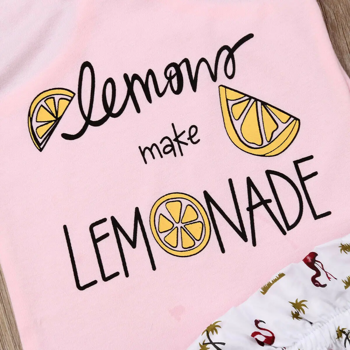 Комплект летней одежды для маленьких девочек топы с надписью Lemon новорожденных