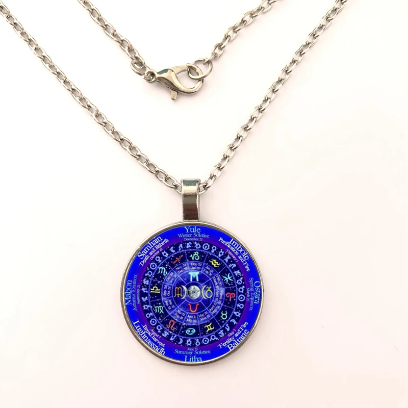 Ожерелье с подвеской и логотипом зодиака Wicca винтажное ожерелье пентаграммой 1