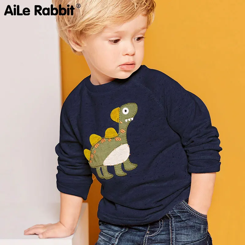 AiLe Rabbit/одежда Новинка осени с длинными рукавами Детская футболка детская одежда мальчика эластичный свитер с рисунком динозавра одежда для малышей b1
