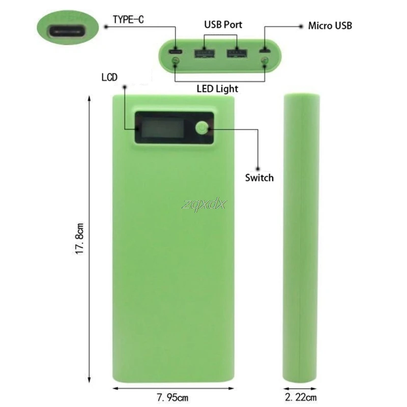Двойной USB 8x18650 аккумулятор DIY держатель ЖК-дисплей Корпус внешнего аккумулятора