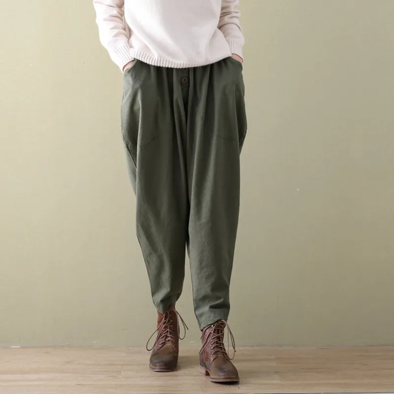 Женские шаровары LANMREM повседневные хлопковые большого цвета в стиле ретро