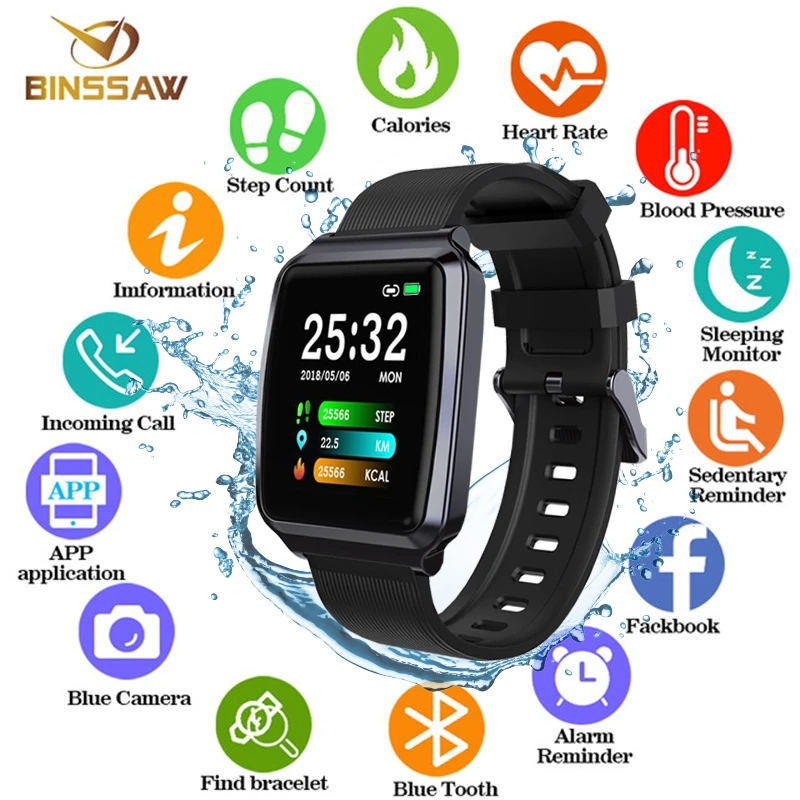Спортивные Смарт часы BINSSAW Bluetooth IP67 водонепроницаемый фитнес трекер для