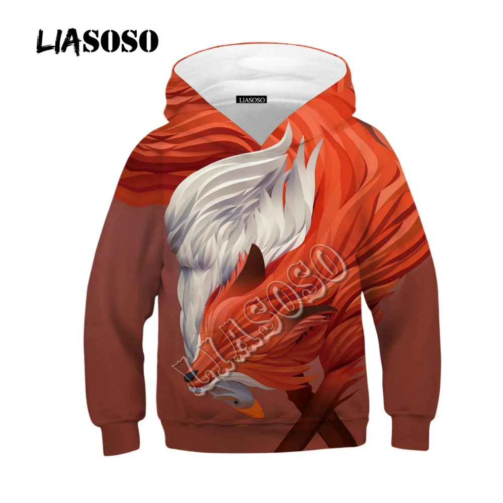 LIASOSO лиса 3D с принтами для мальчиков Толстовки капюшоном девочек зимняя верхняя