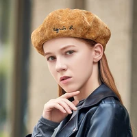 miara l new alphabet embroidered chenille beret casual fashion octagonal hat women versatile pumpkin hat
