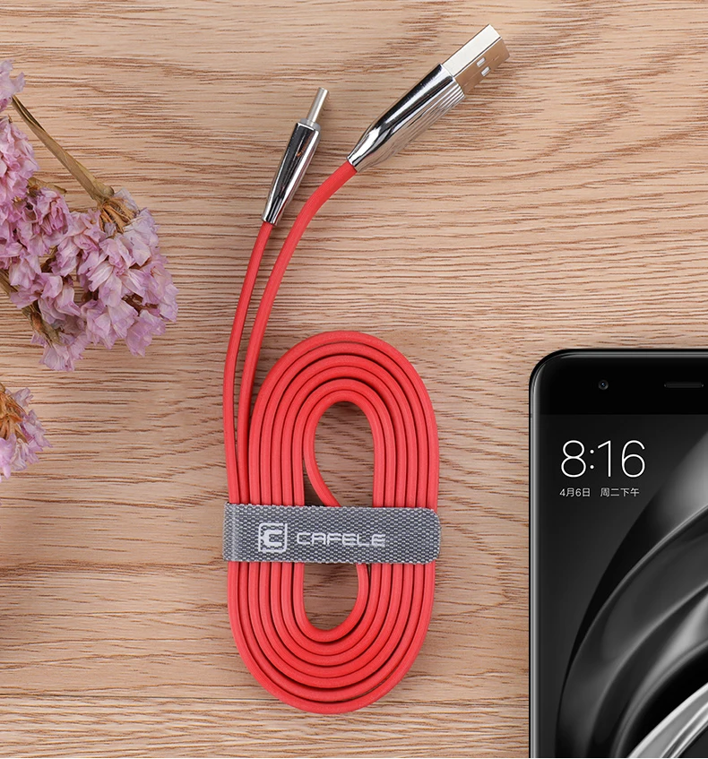 CAFELE светодиодный кабель USB типа C для samsung huawei для быстрой зарядки и синхронизации данных, плетеный usb-кабель для зарядки и передачи данных