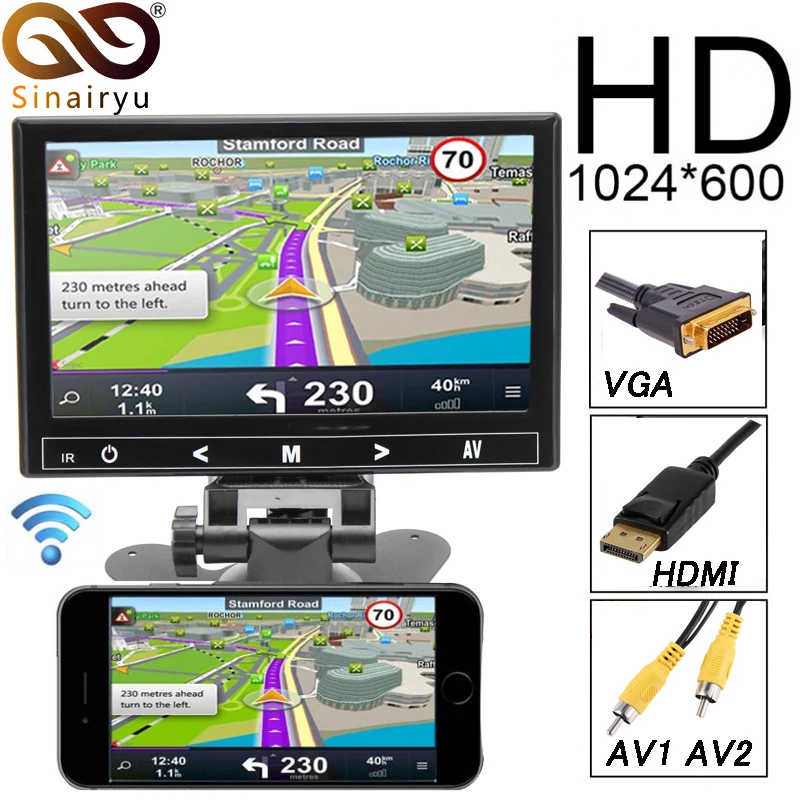 Sinairyu 7 дюймов HD ips 1024*600 TFT lcd универсальный автомобильный подголовник монитор