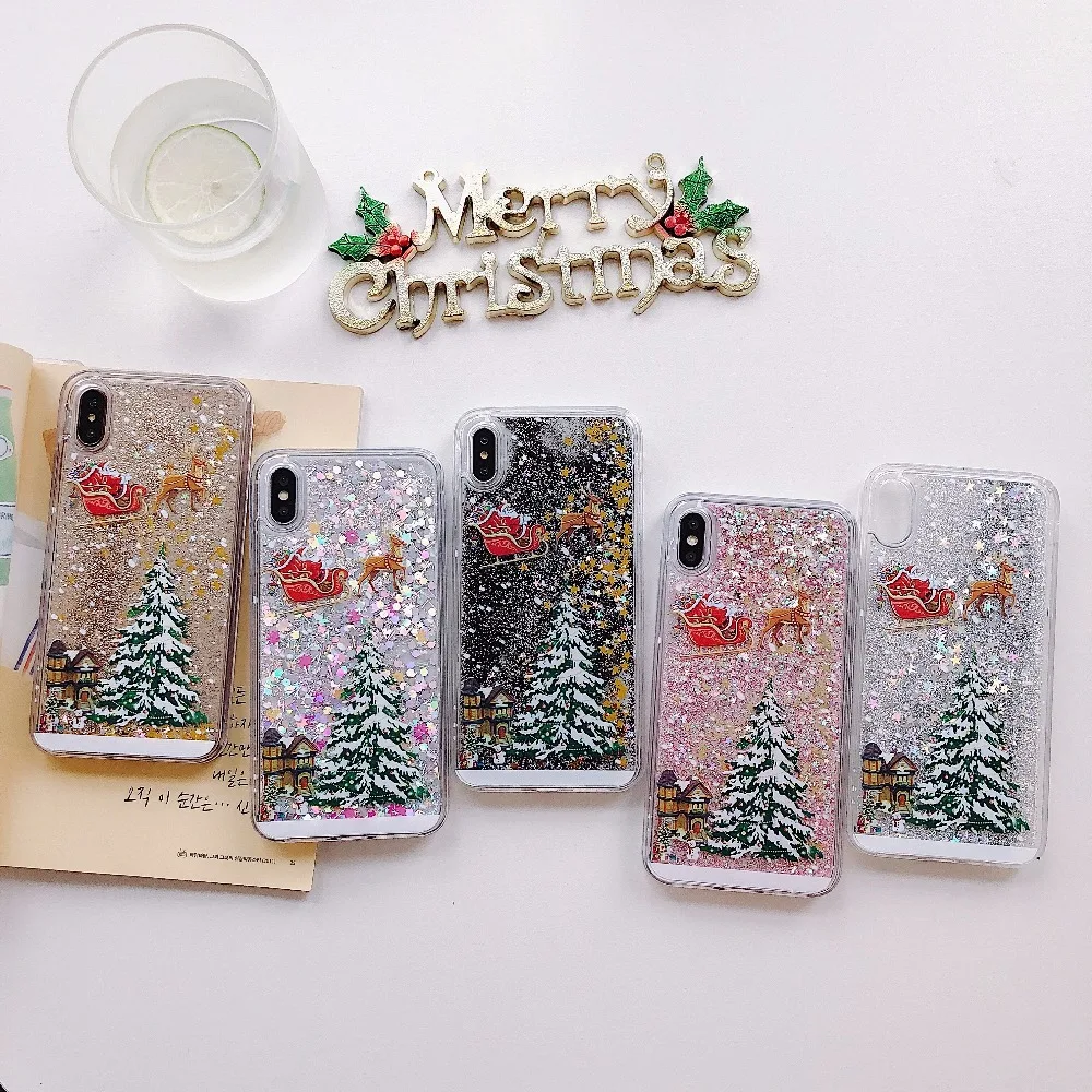 Рождественский подарок чехол для iPhone 6 6S силиконовый Блестящий со стразами и