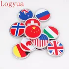 10X36x36 мм металлический круглый стикер для автомобиля, Швейцария, Великобритания, Франция, Германия, Италия, Канада, США, флаг