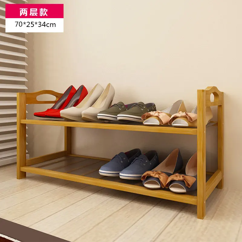 Бесплатная доставка 2 яруса однотонные стеллажи для обуви из бамбука простые