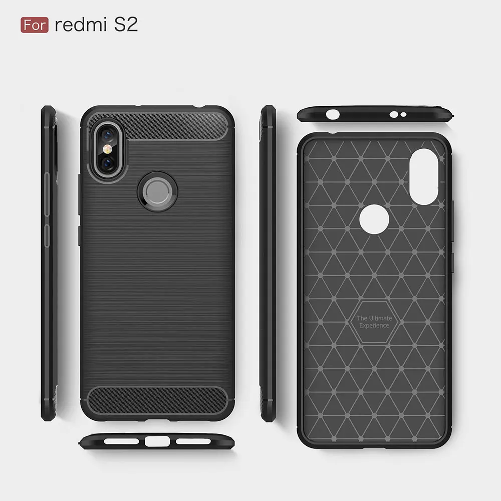 LOKAKA Phone Case For Xiaomi Redmi S2 S 2 Carbon Fiber Soft Silicone Brushed Back Cover Bags Cases redmi RedmiS2 |