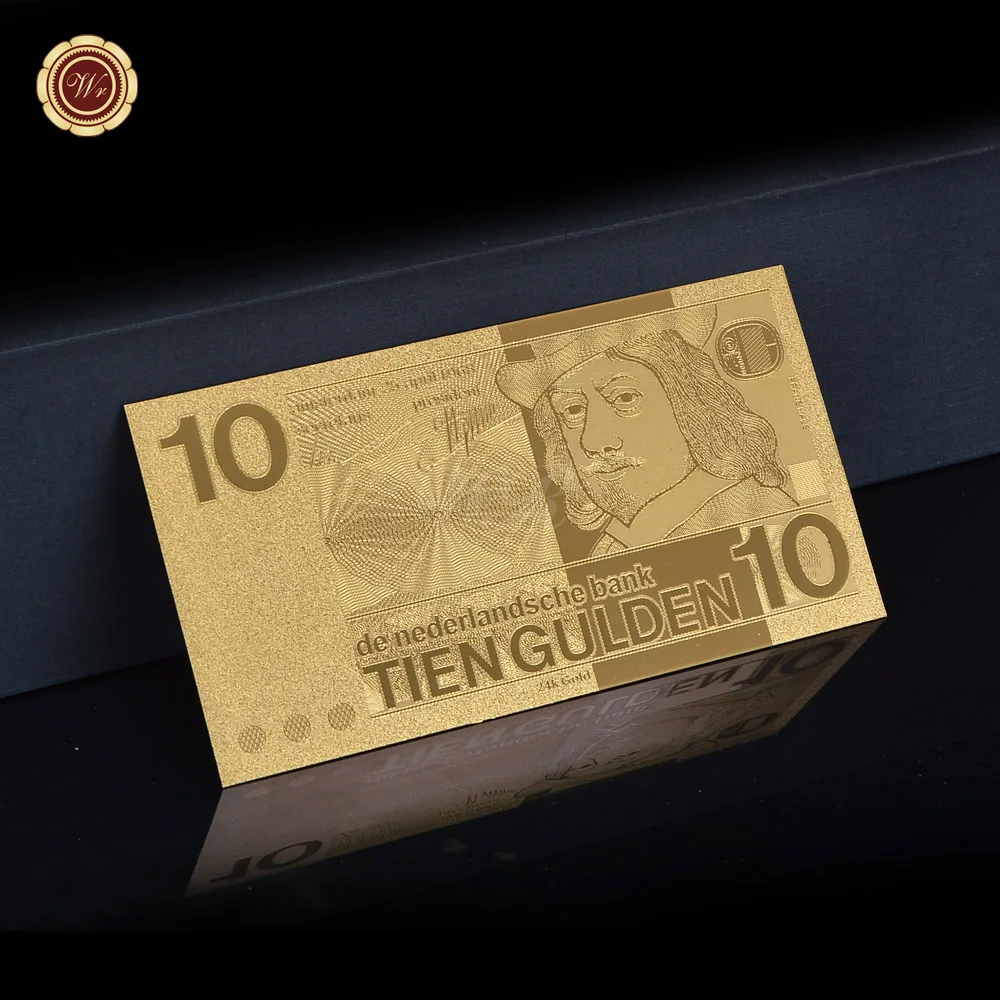 Rare &amp Nice Netherlands Banknote Engraved 10 Gulden Gold Plated For Home Decorate | Banknotes