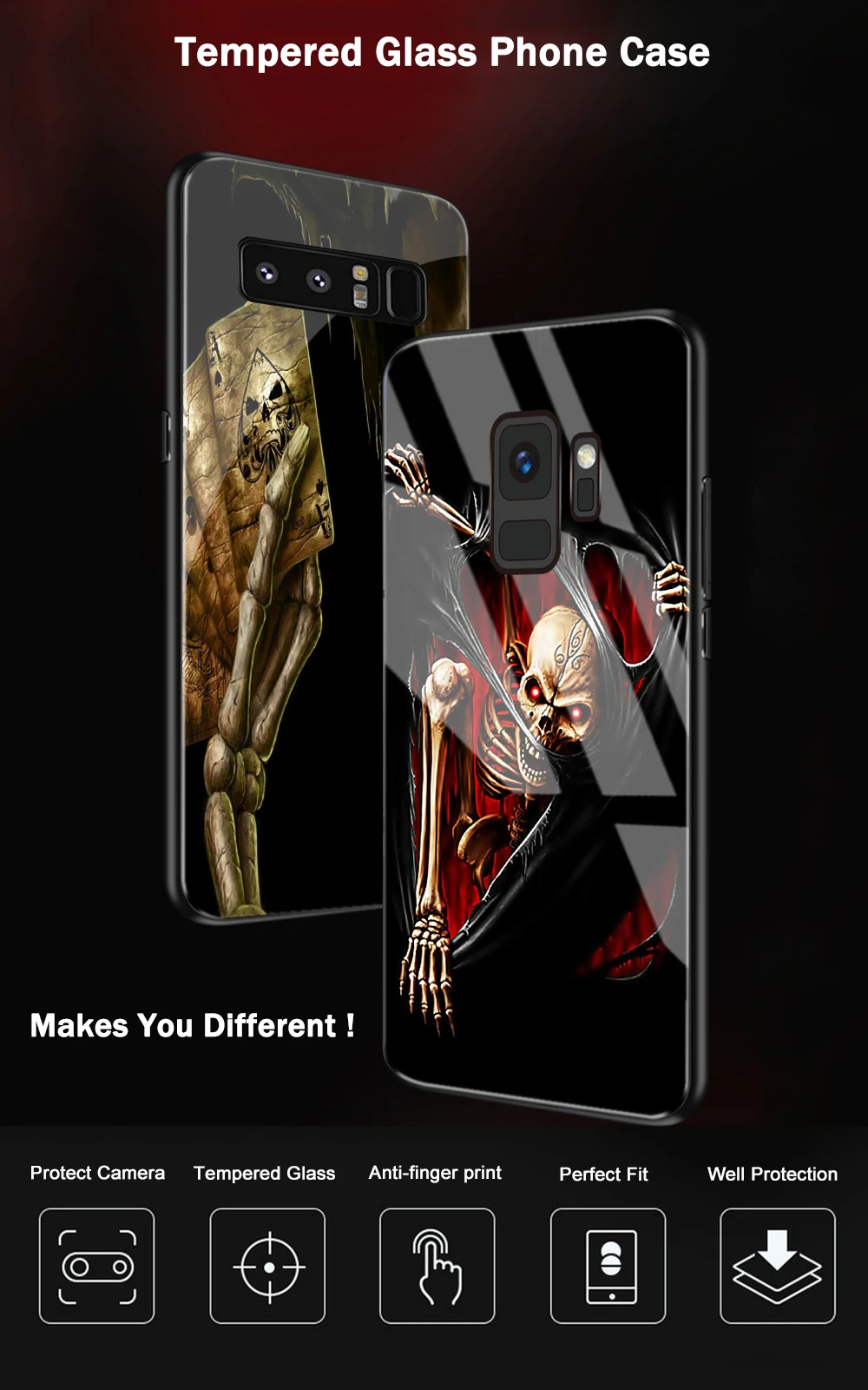 Чехол для samsung S9 Plus, стеклянный чехол с рисунком черепа, чехол для samsung Galaxy Note 8 9 10 plus S8 S9 S10 Plus lite
