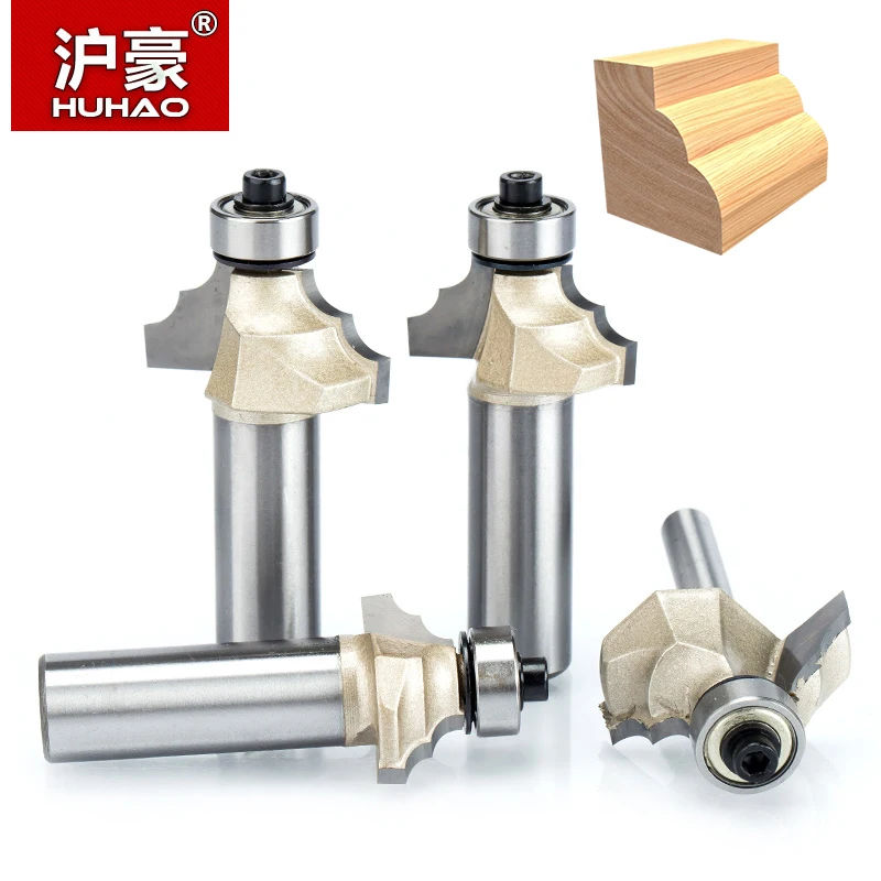 

HUHAO 1pcs 1/2" 1/4" Shank Double Edging Router Bits for wood classical mounlding bit Tungsten Carbide Woodworking endmill tools