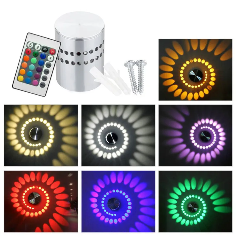 Современный светодиодный настенный светильник алюминиевый полый цилиндр RGB 3 Вт