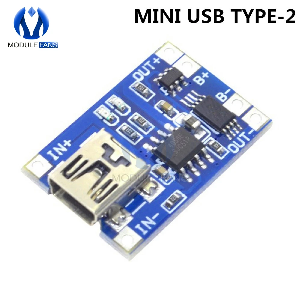 MINI USB 2 TP4056 type-c/Micro/Mini USB 5V 1A 18650 модуль зарядного устройства литиевой батареи зарядная плата двойной функции Li-Ion TC4056A TC4056 - Цвет: MINI USB 2