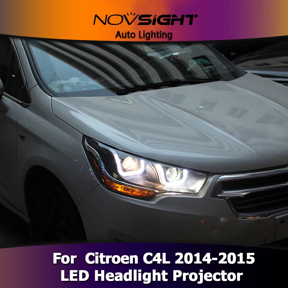 NOVSIGHT фары H7 Автомобильный светодиодный фары проектор DRL Противотуманные лампы сигнала поворота света для Citroen C4L