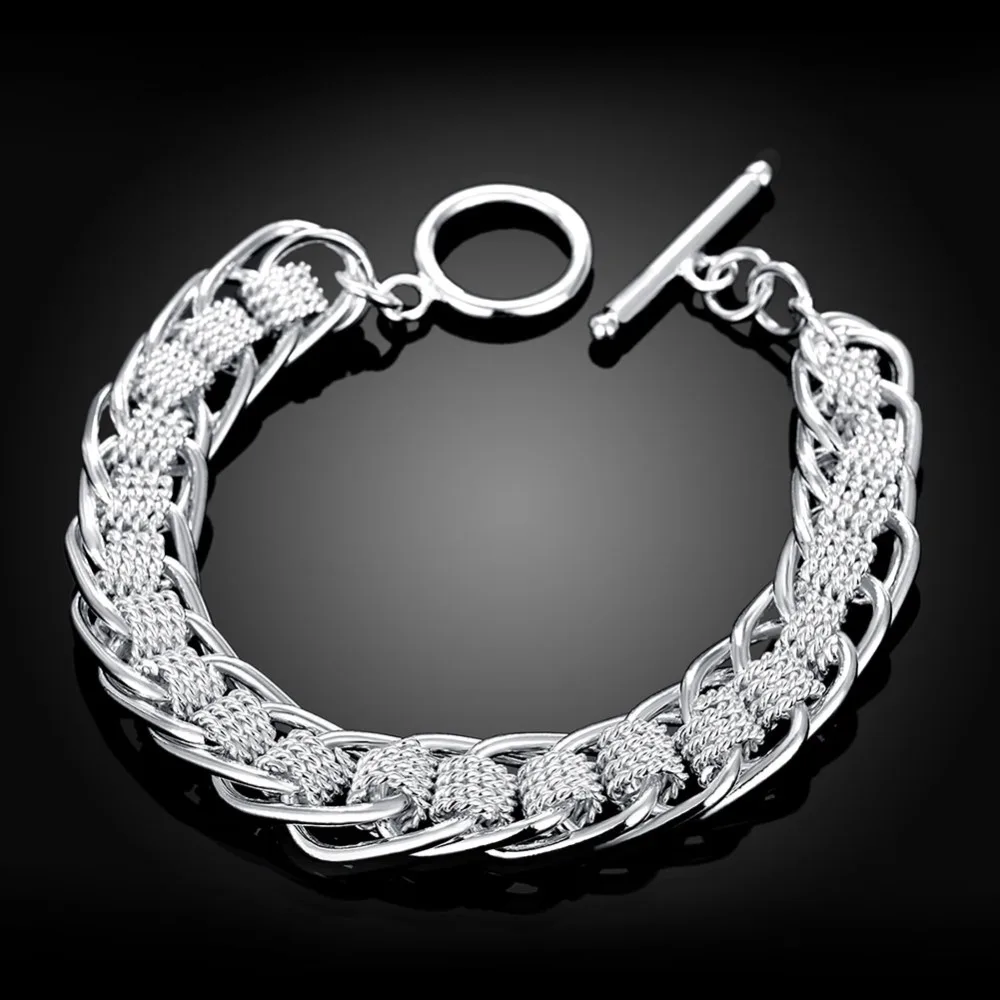 Big Discount Punk Style New Bone Round 925 Stamp Silver Plated Bracelet &amp Bangles For Women Men Party Sport Free Shipping | Украшения и