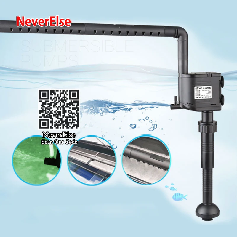 Aquarium Fish Tank Submersible Filter Pump 3in1 Water Spray Pipe Circulate Waterfall Pump Increase Air Oxygen 12W/20W Water Pump