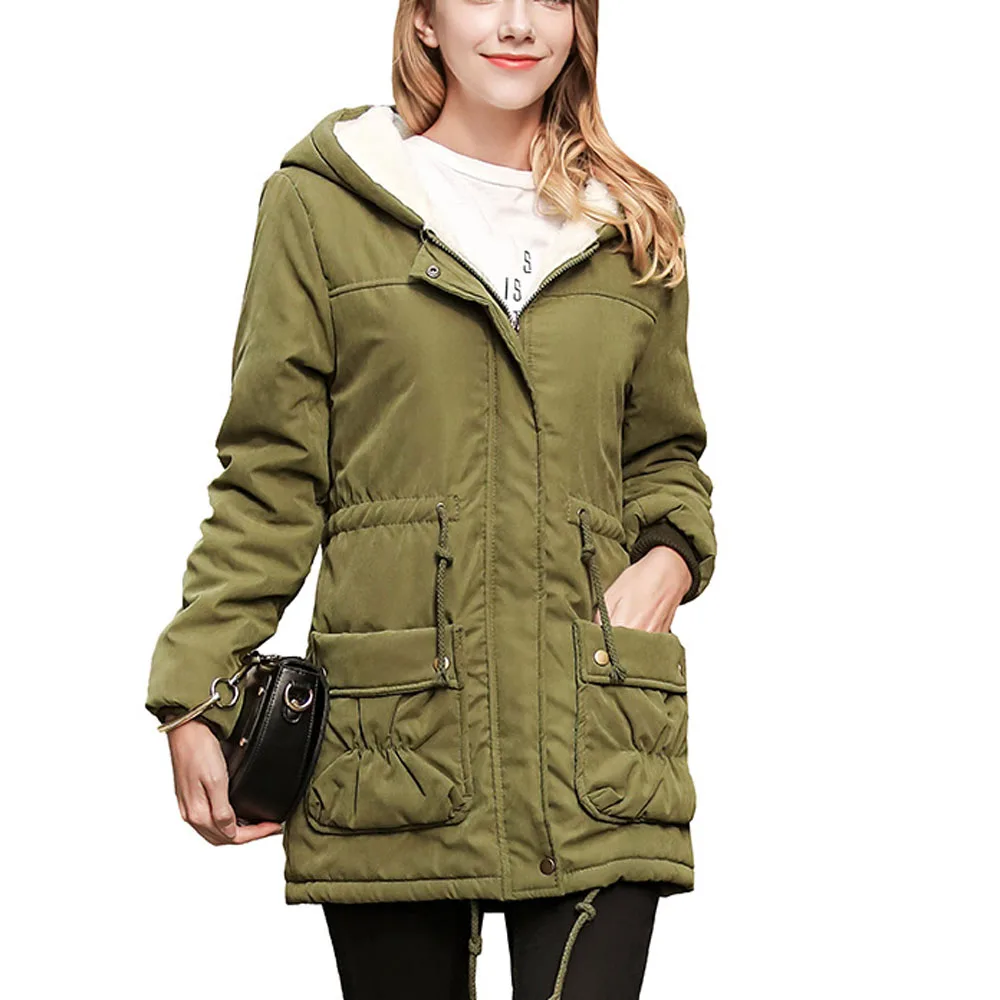 Зимняя парка с капюшоном женская тонкая куртка верхняя одежда средней длины