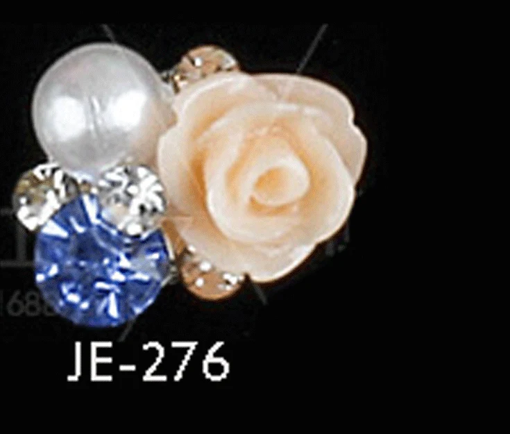 JE-276 50 шт/партия = в одном набор для маникюра украшения из розового жемчуга стразы, Сплав 3D ногтей амулеты, украшения на ногтевой салон Supplers/JE269-283 - Цвет: JE-276