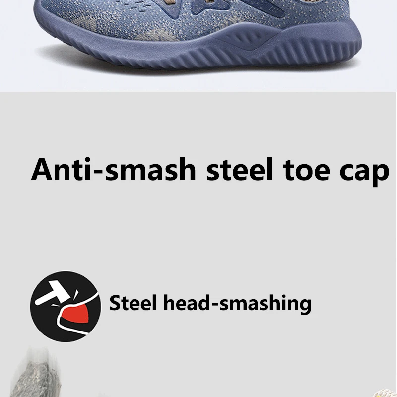 Light Meat Bottom Tendon Safety Shoes Men Deodorant Dreathable Steel Toe Cap anti-perforation Women's Soft Bottom Work Shoes