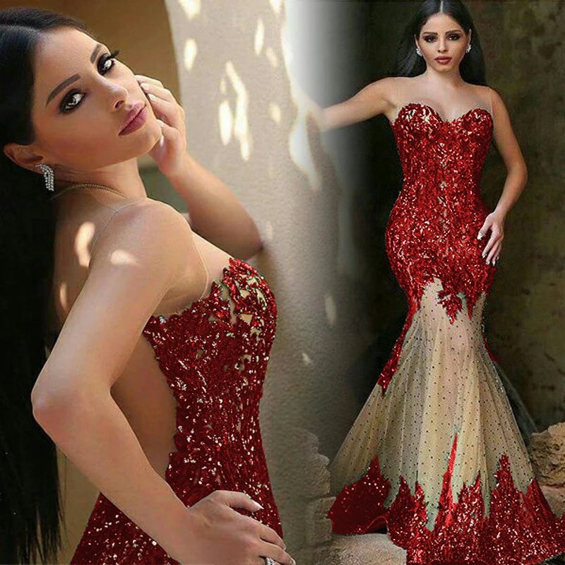 

Gorgeous New Sexy Evening Dress O-Neck See Through Back Sweep Train Beading Lace Tulle Prom Dresses Robe de soiree