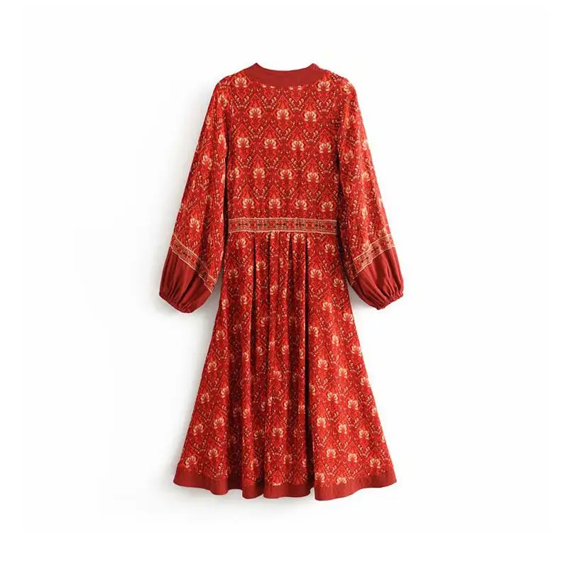 Boho красное пляжное платье с цветочной вышивкой женское 2018 повседневное
