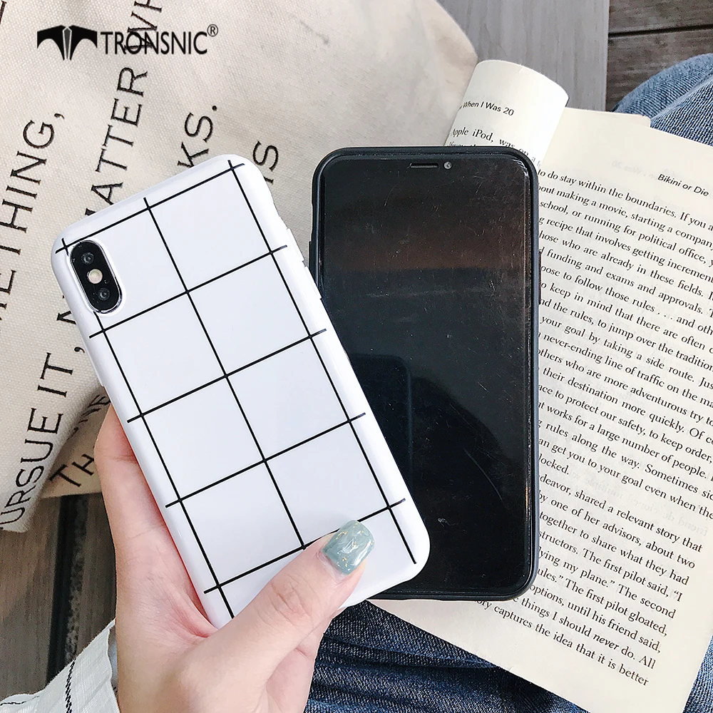 tronsnic plaid phone case for iphone x xs max xr soft silicone black white case for iphone 6s 7 8 plus luxury covers hot fashion free global shipping