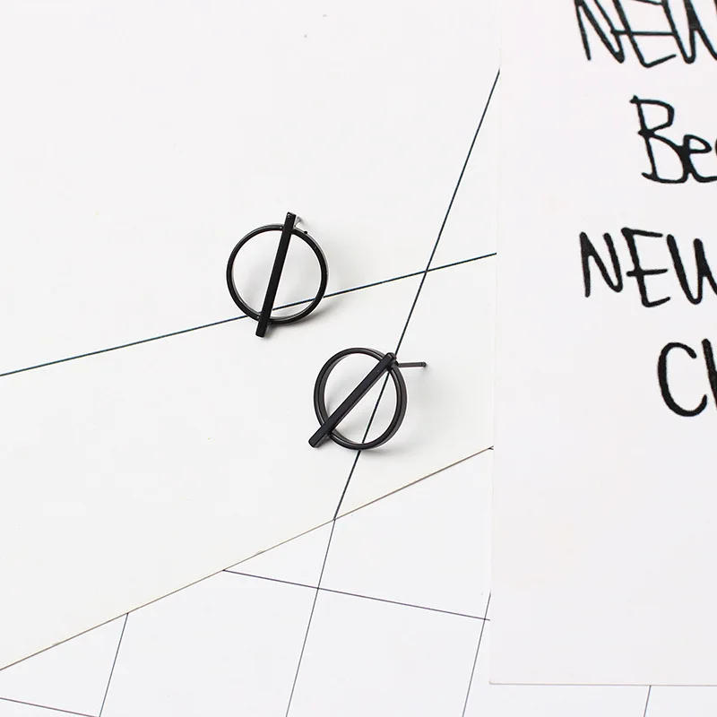 Простые креативные дизайнерские геометрические круглые серьги-гвоздики для