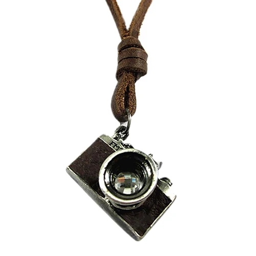 Мужское кожаное ожерелье с подвеской в стиле рок|camera pendant necklace|leather necklacegenuine leather