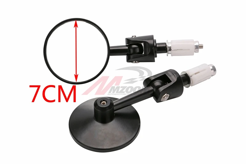 Motorcycle CNC Aluminum Universal Rear Rearview Side View 3" Handle Bar End 7/8" Mirrors Round Black NEW