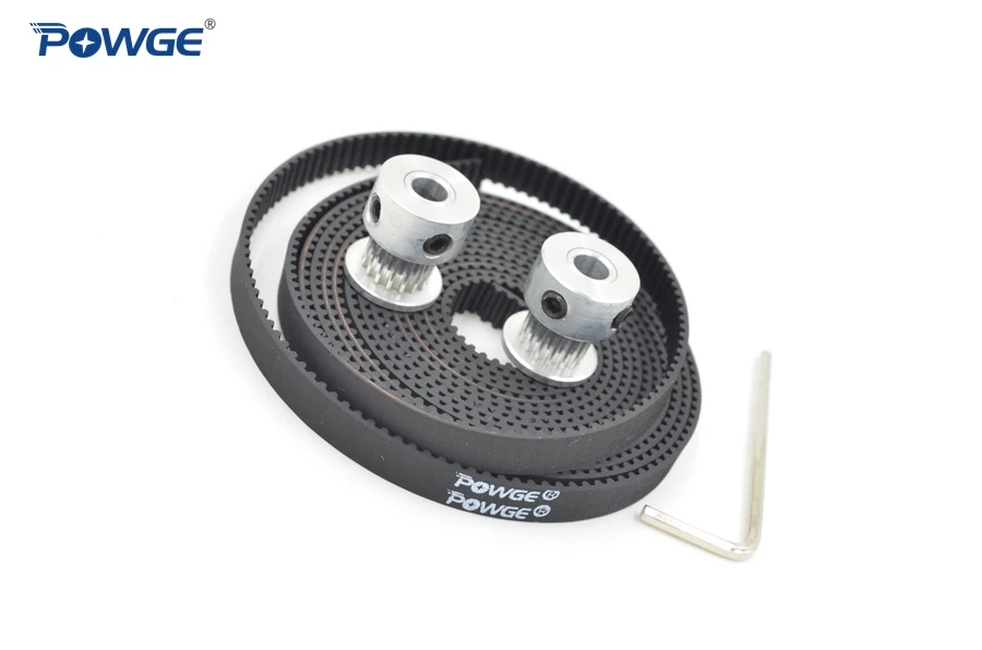 

POWGE 2pcs 16 teeth GT2 synchronous Pulley Bore 5mm + 5Meters GT2 Open Belt width 6mm 2GT Small backlash (16Teeth) 16T