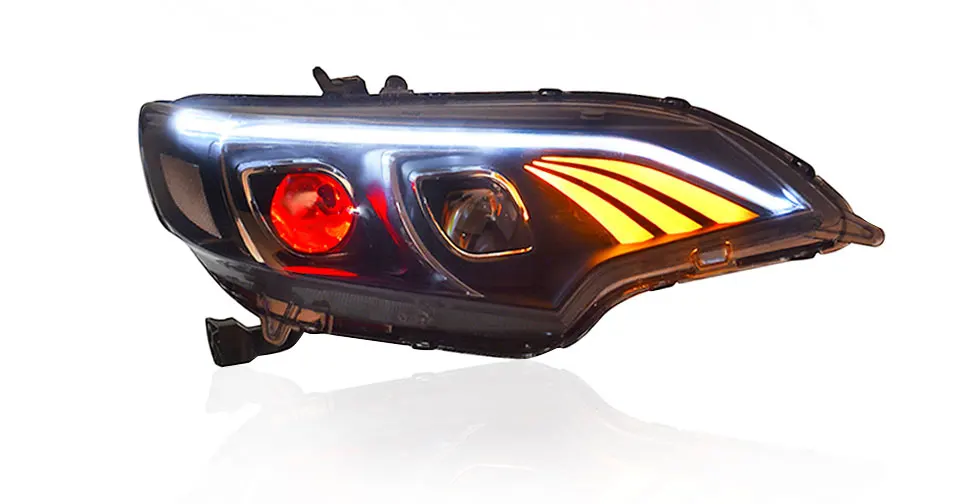 AcooSun светодиодный автомобильный фары в сборе для Honda Fit/JAZZ светодиодный Demon Eyes DRL указатели поворота объектив проектора