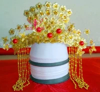 00004 red gold bride wedding hair tiaras ancient chinese empress hair piece