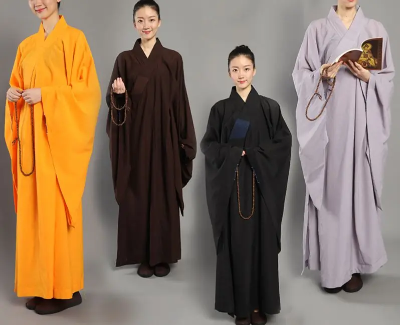 Мужской буддийский халат shaolin monk мантия hai qing zen медитация черный/серый